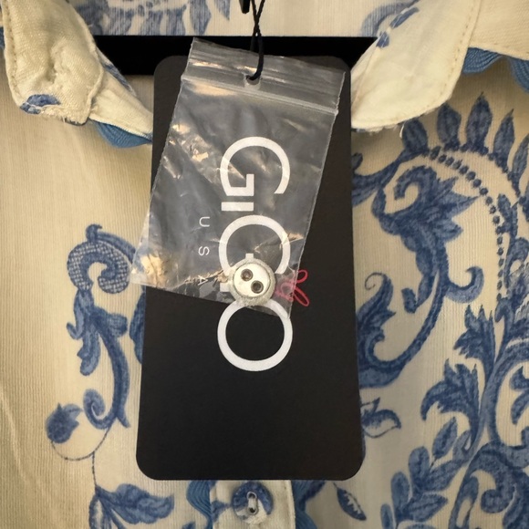 GiGiO Blue White Floral Dress Adjustable Tie Waist Boho Cottagecore Medium NWT - Picture 11 of 17